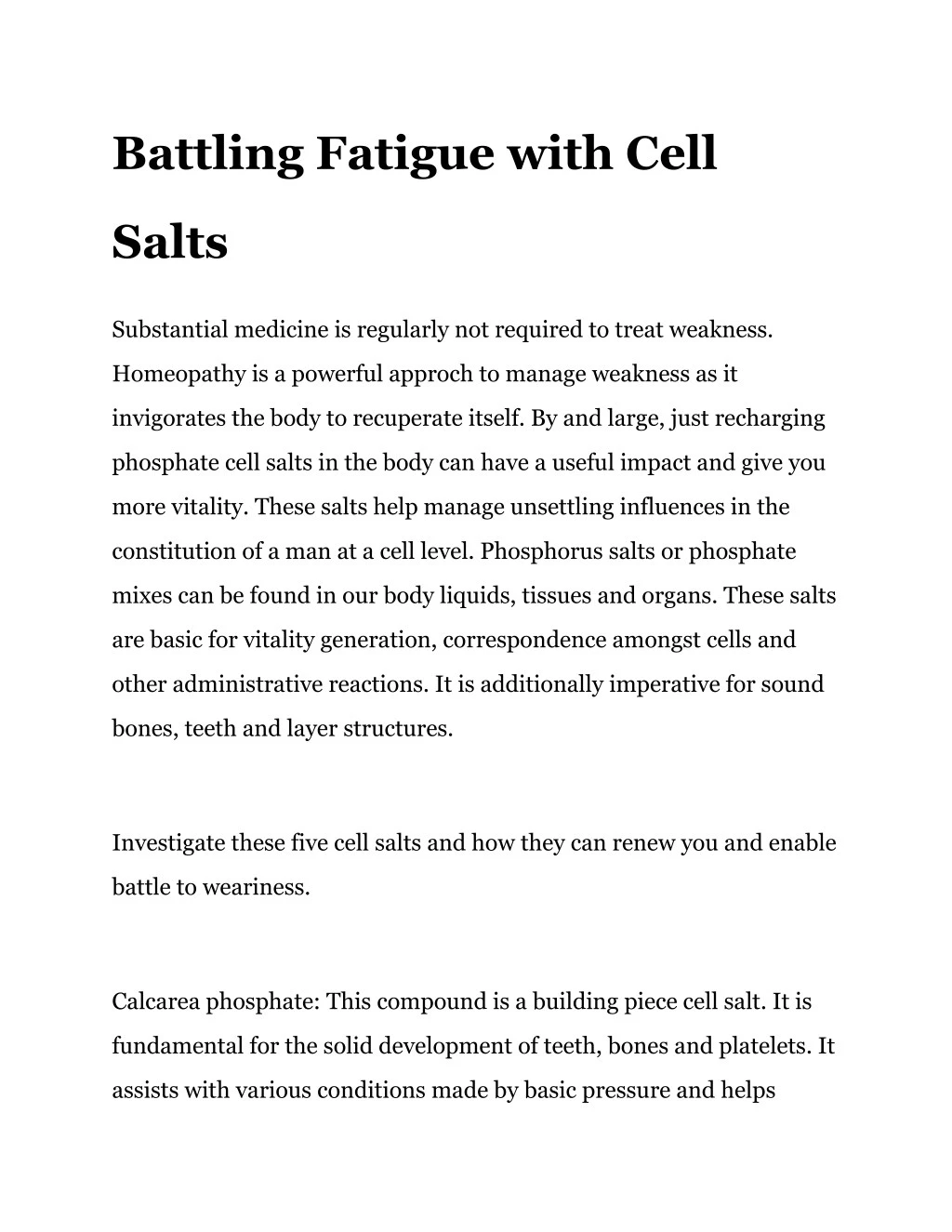 battling fatigue with cell
