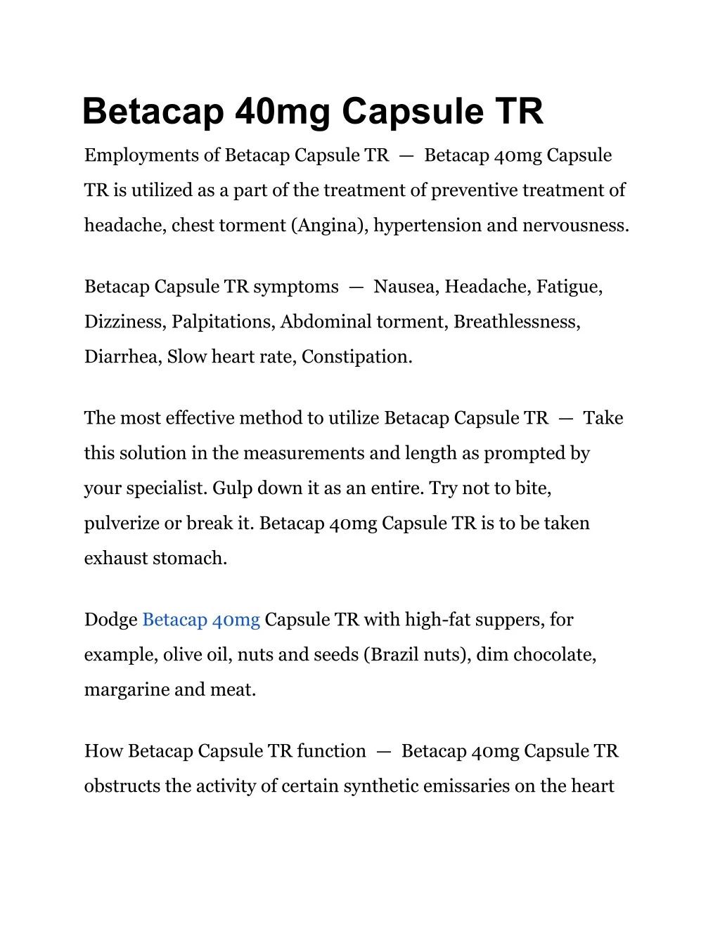 betacap 40mg capsule tr