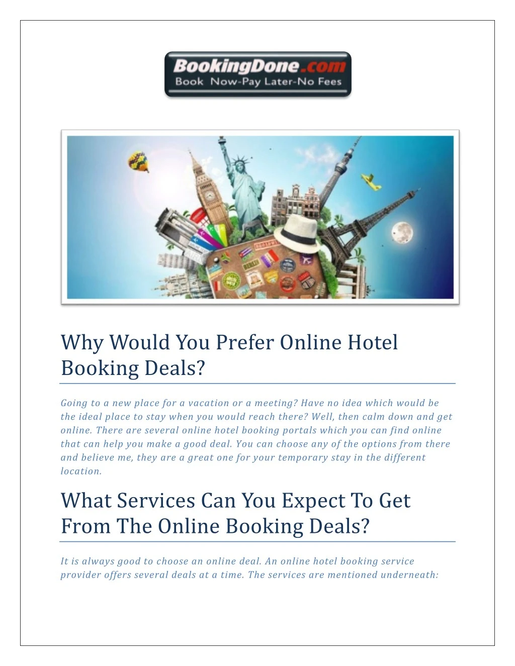 why would you prefer online hotel booking deals