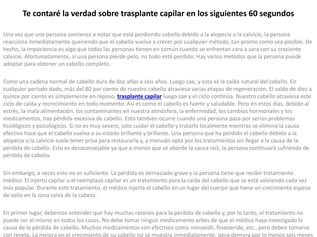 te contar la verdad sobre trasplante capilar en los siguientes 60 segundos