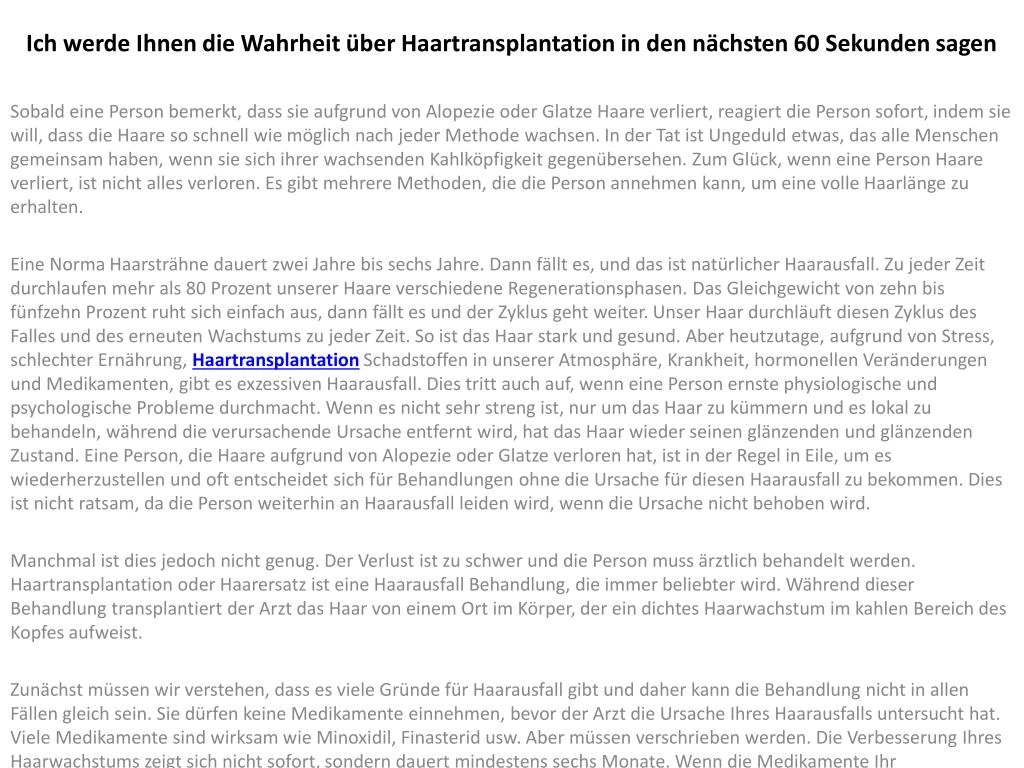 ich werde ihnen die wahrheit ber haartransplantation in den n chsten 60 sekunden sagen