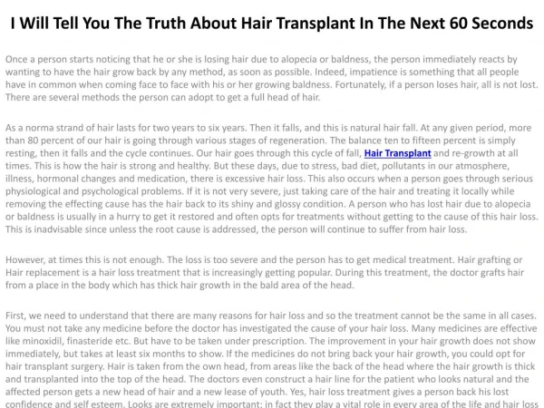 Hair Transplant Turkey Information