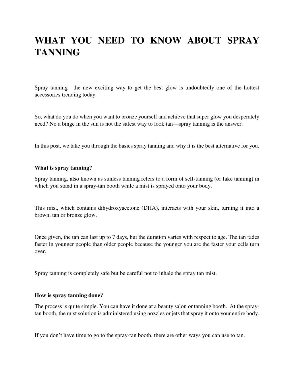 what you need to know about spray tanning