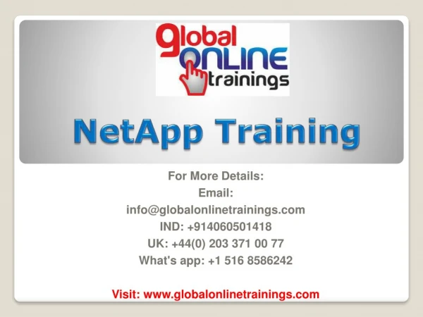 NetApp Training | NetApp ONTAP 9.x Online Training