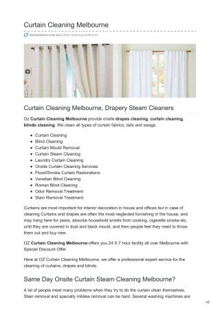 Curtain Cleaning Melbourne