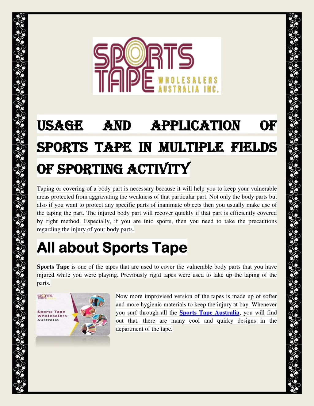usage usage sports tape in multiple fields sports