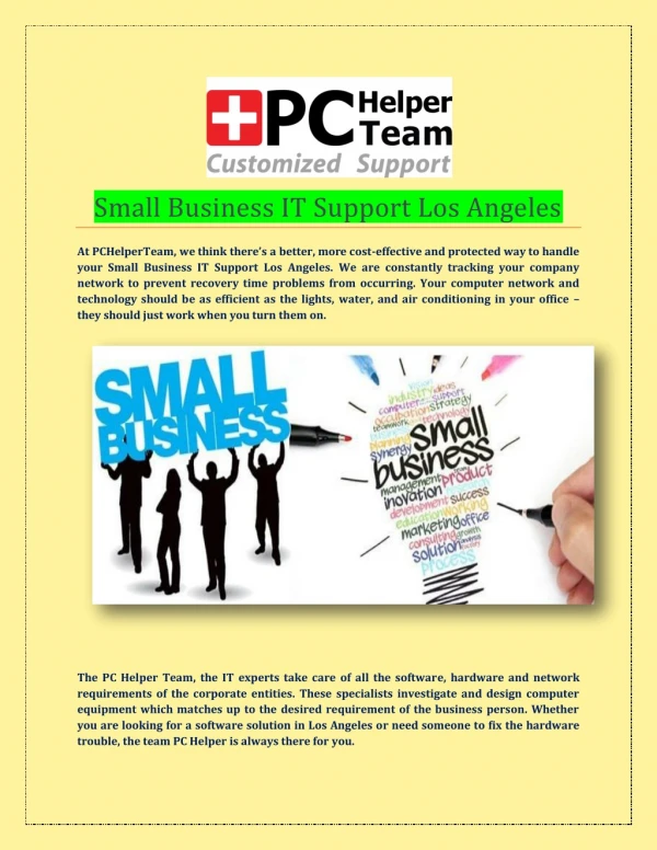 Small Business IT Support Los Angeles at PCHelperTeam.com