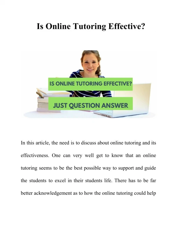 Is Online Tutoring Effective?