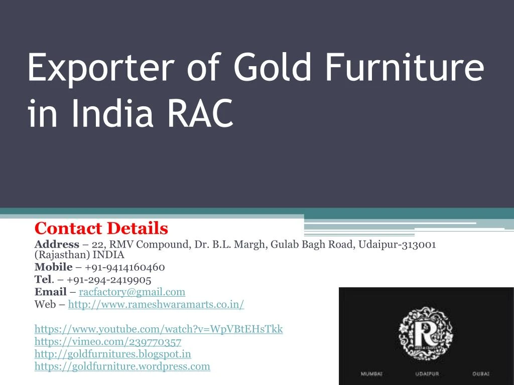 exporter of gold furniture in india rac
