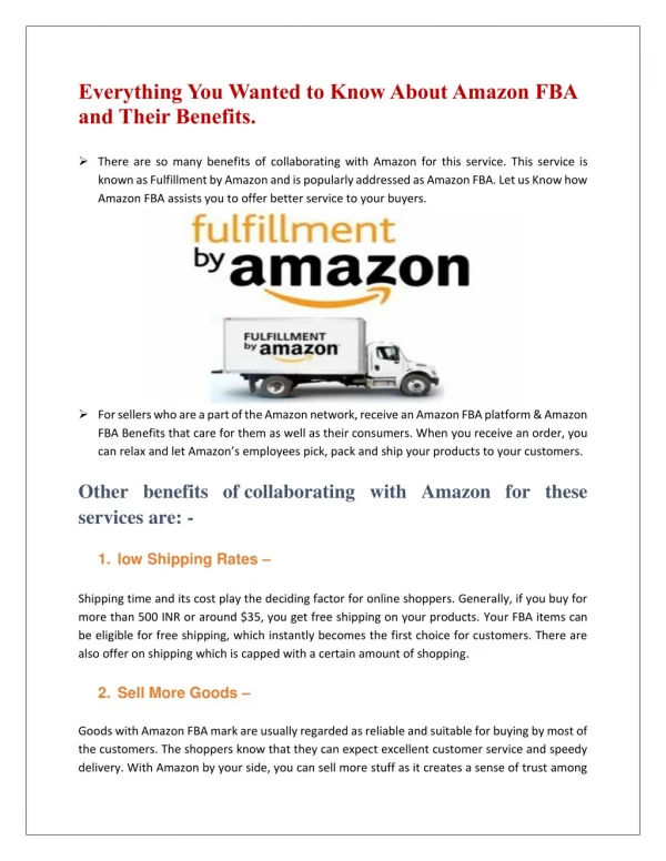 Everything You Wanted to Know About Amazon FBA and Their Benefits.