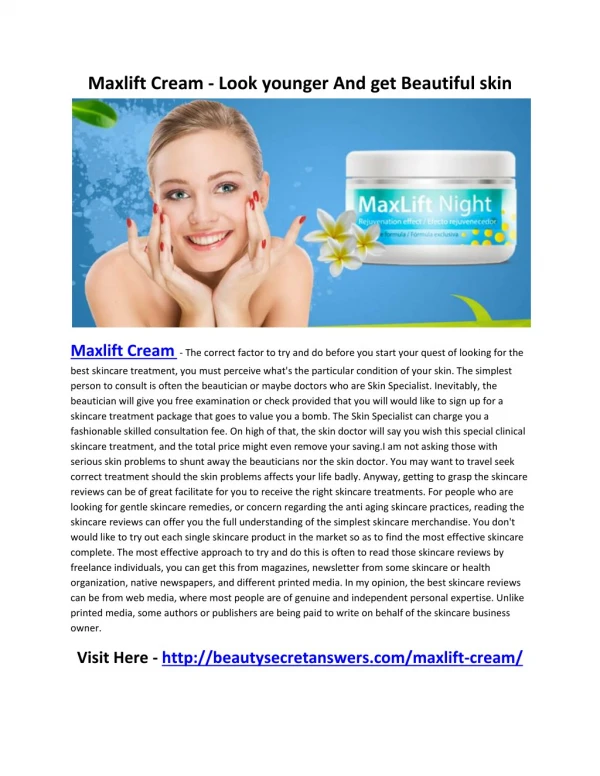 Maxlift Cream - Recover Your Damage Skin cells!