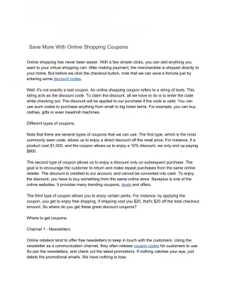 Save More With Online Shopping Coupons - slide 1