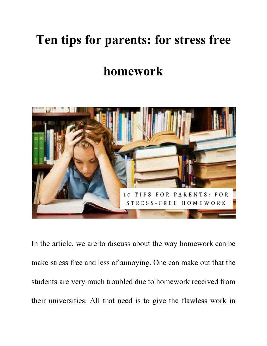 ten tips for parents for stress free