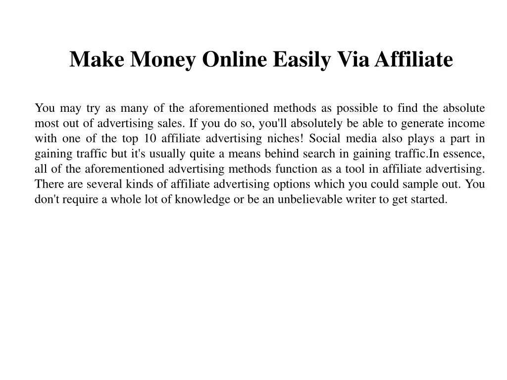 make money online easily via affiliate