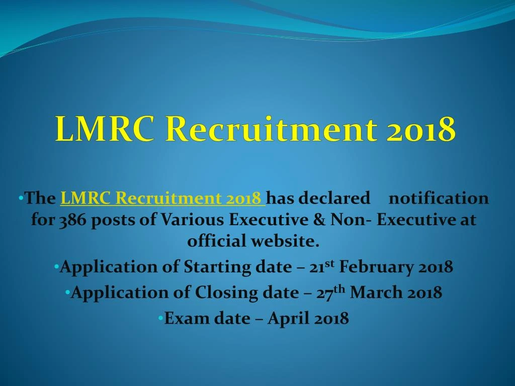 lmrc recruitment 2018