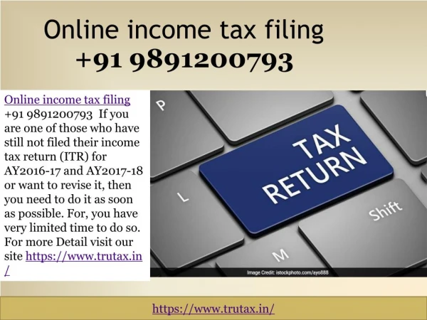 How to ITR filing in India 91 9891200793