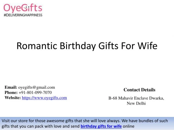 Romantic Birthday Gifts For Wife