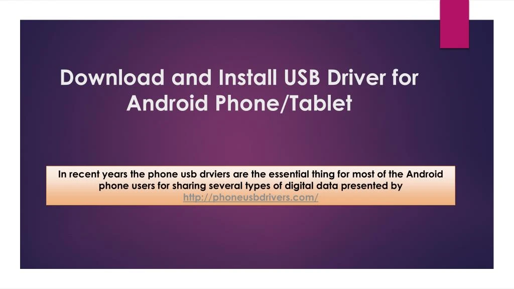 download and install usb driver for android phone tablet