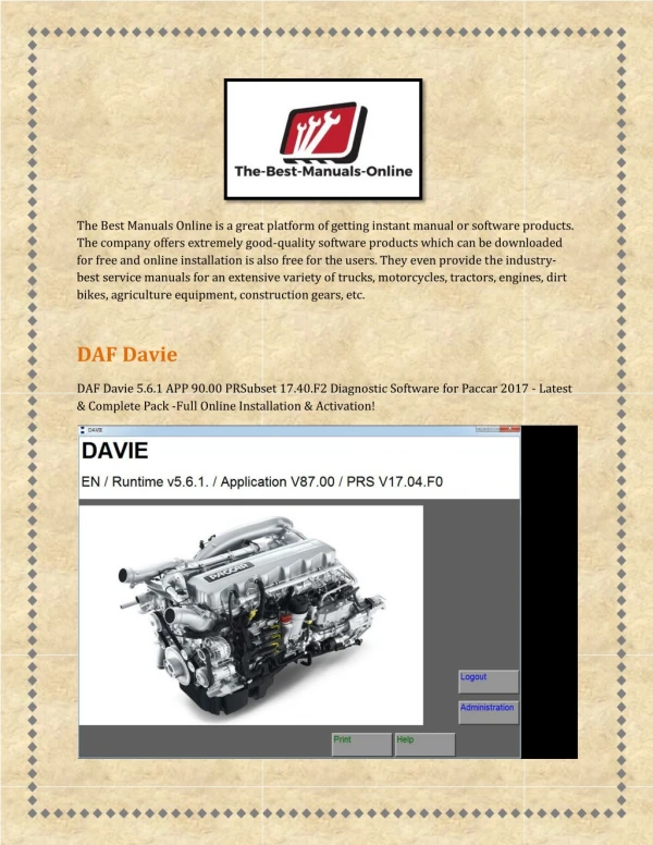 Daf Davie, Daf Vci, Daf Vci Lite Interface & Davie Software KIT at the-best-manuals-online.com