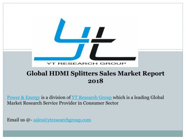 Global HDMI Splitters Sales Market Report 2018
