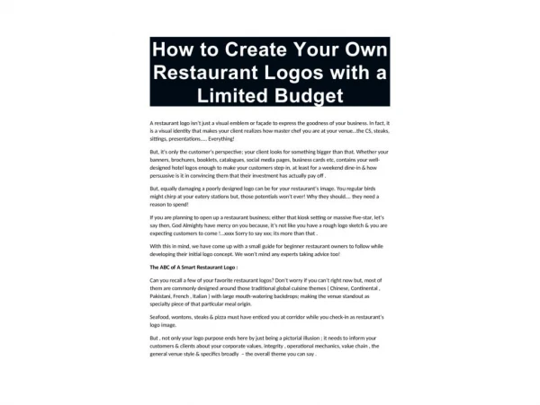 Restaurant Logos with a Limited Budget