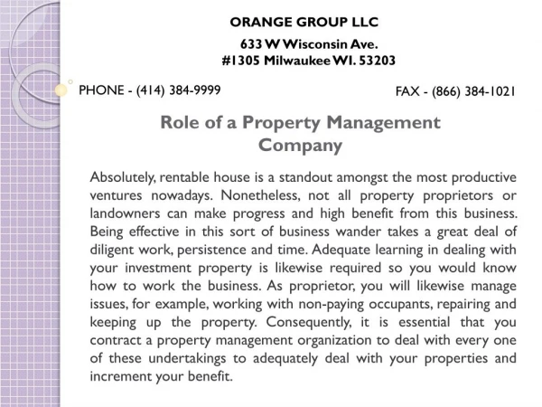 Role of a Property Management Company