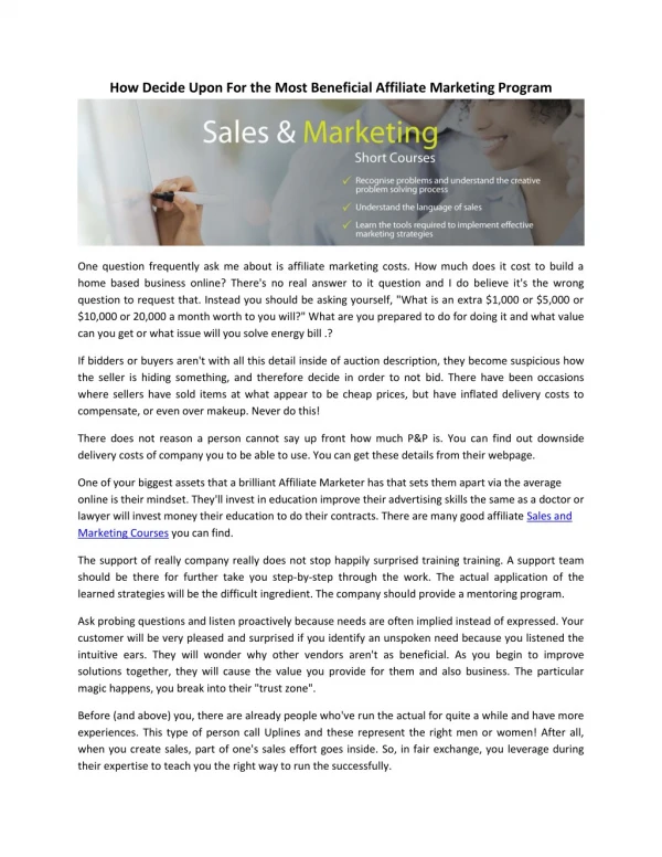 Sales and marketing course