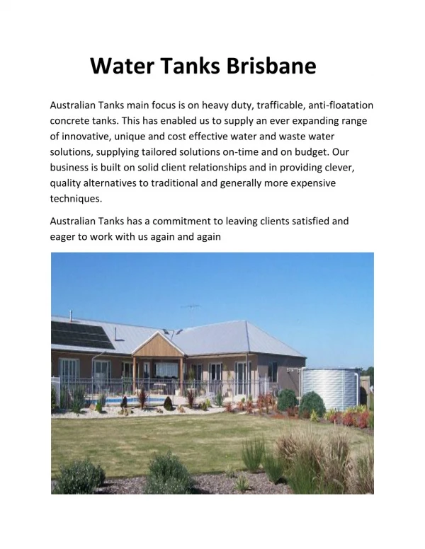 Water Tanks Brisbane
