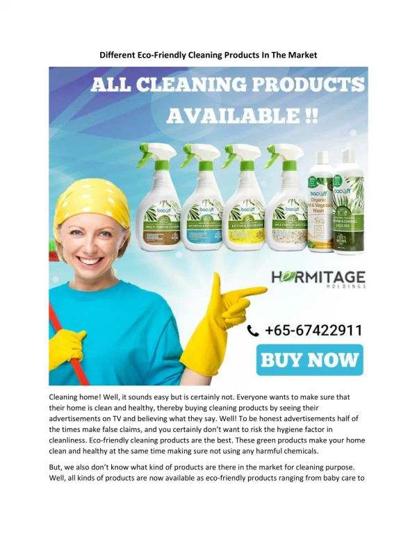 Different Eco-Friendly Cleaning Products In The Market
