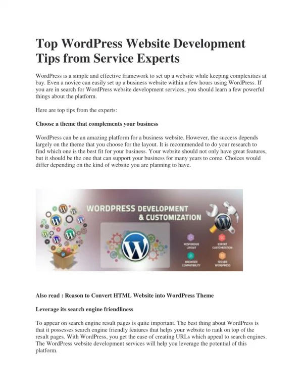 Top WordPress Website Development Tips from Service Experts