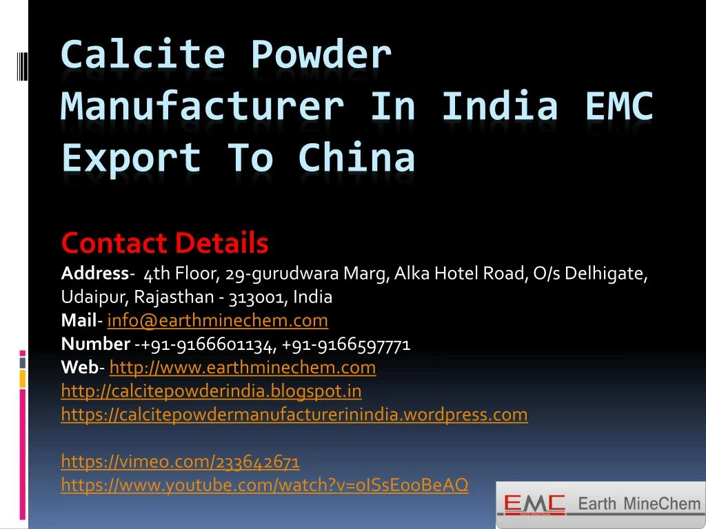 calcite powder manufacturer in india emc export to china