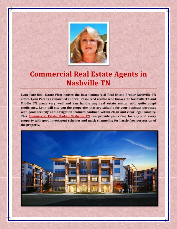 LynnPateBroker Commercial Real Estate Agents in Nashville TN