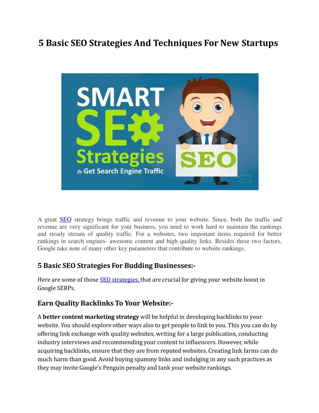 5 basic seo strategies and techniques