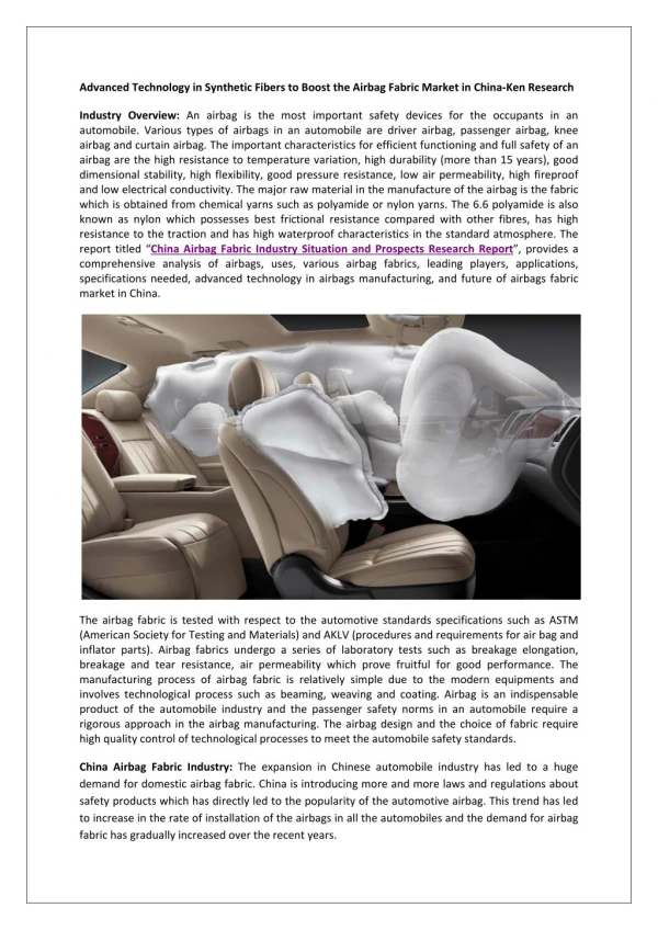 China Airbag Fabric Market Value, Market Analysis-Ken Research