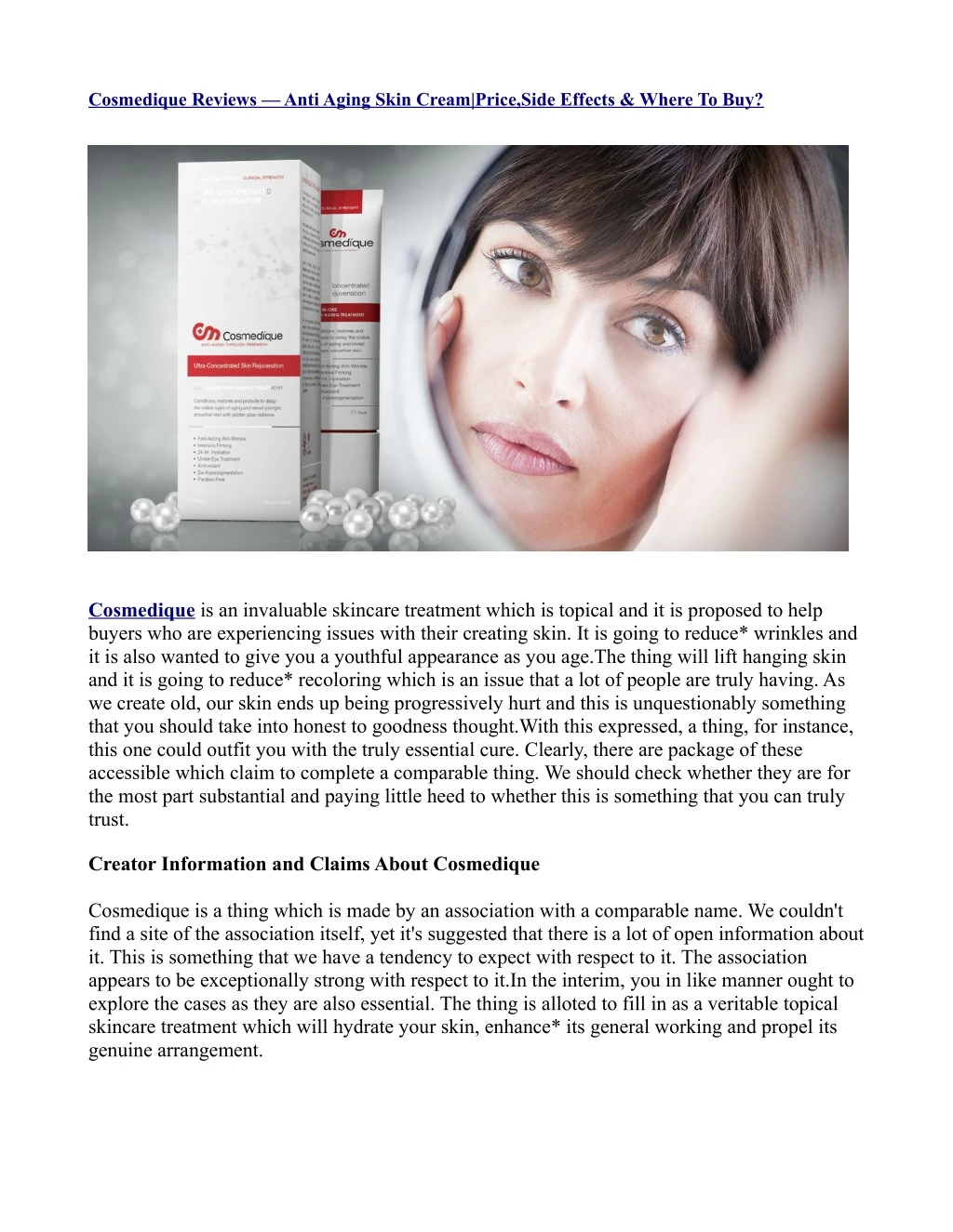 cosmedique reviews anti aging skin cream price