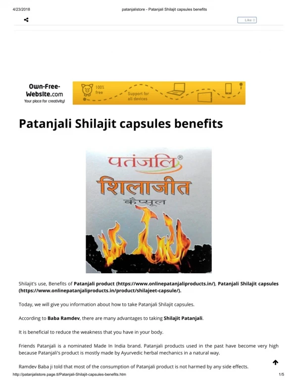 Patanjali shilajit capsules benefits