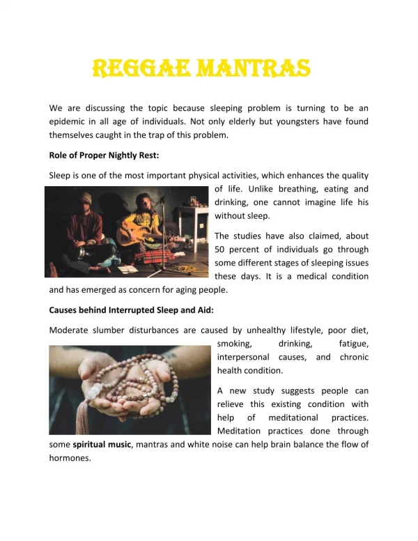 Reggae Mantras and Spiritual Music