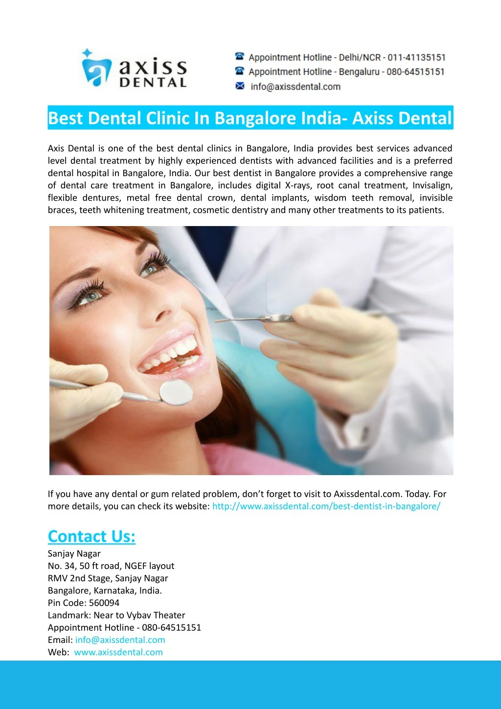 best dental clinic in bangalore india axiss dental