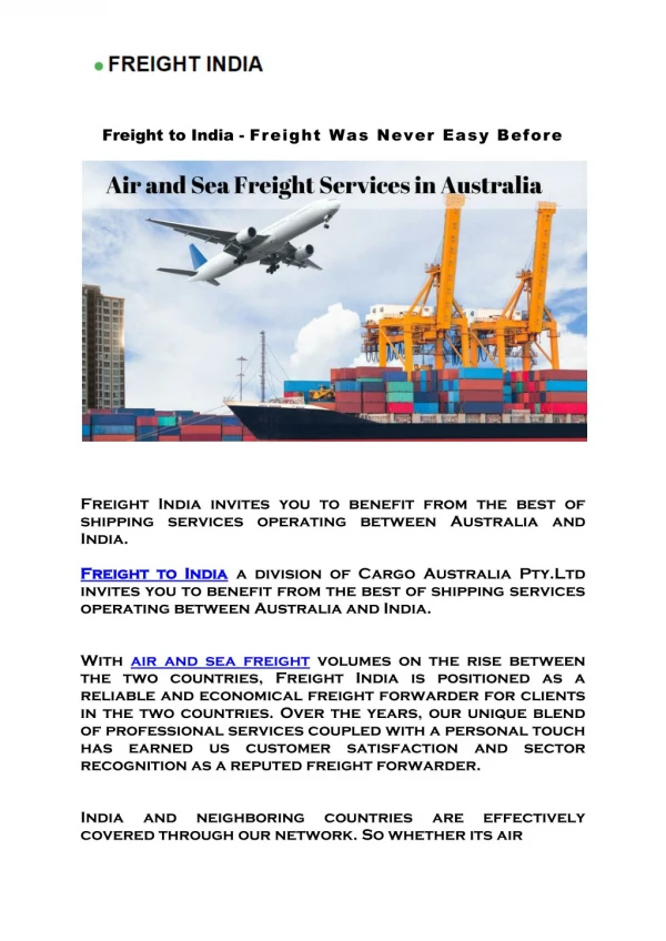 Cargo Shipping and Freight Forwarding Services