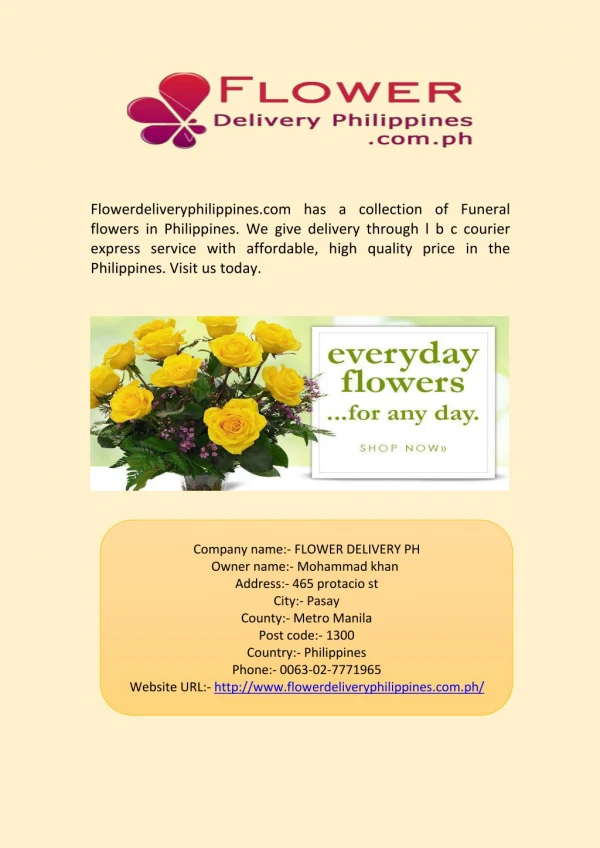 Flower Delivery through Express Courier in Philippines