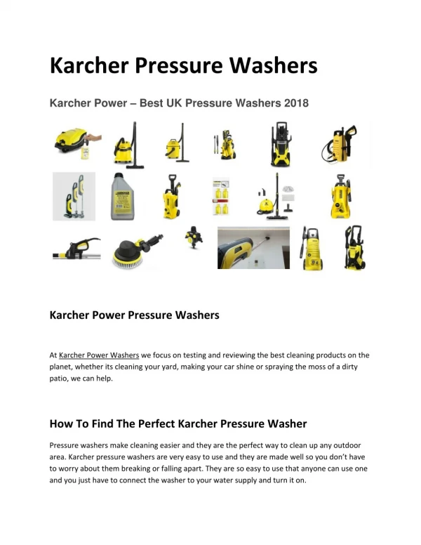 Best Karcher Pressure Washer Accessories Online 2018