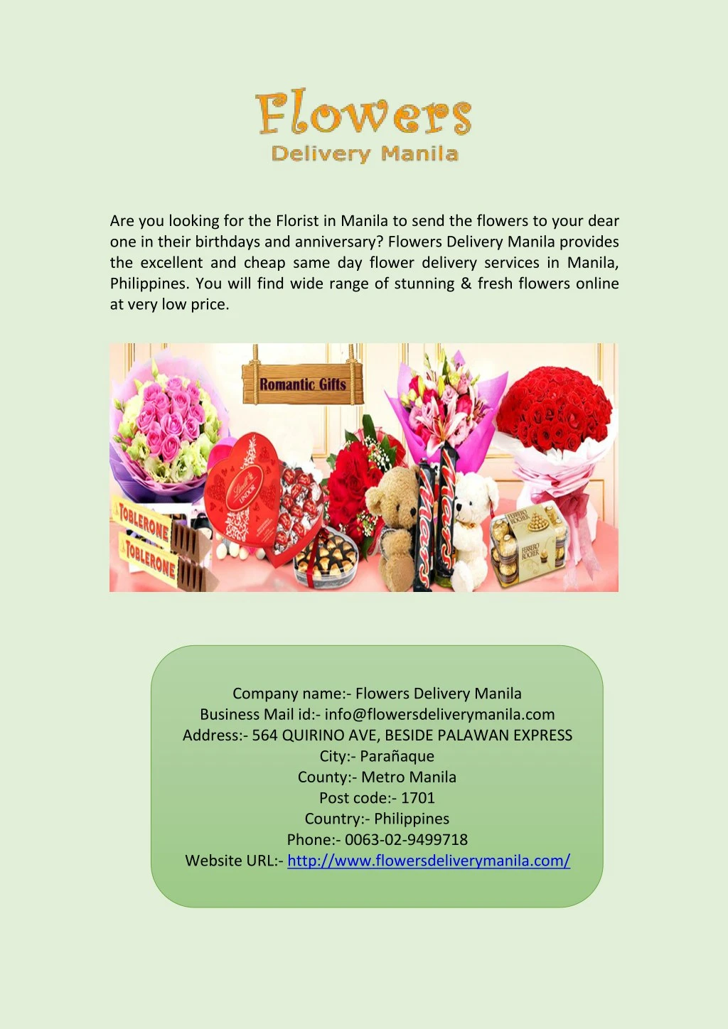 are you looking for the florist in manila to send