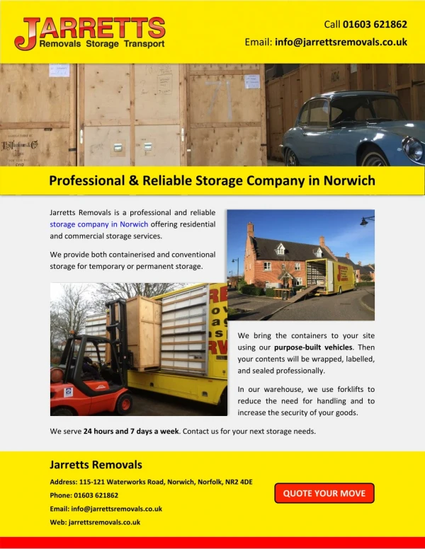 Professional & Reliable Storage Company in Norwich