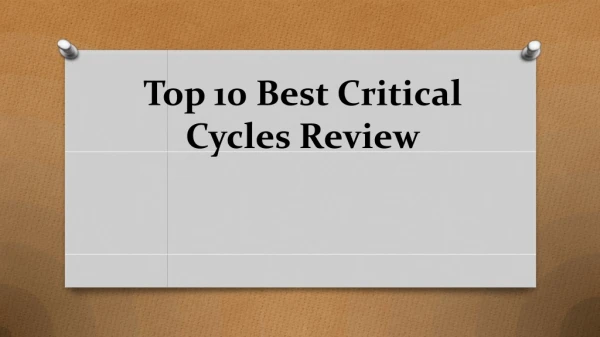 Top 10 best critical cycles reviews