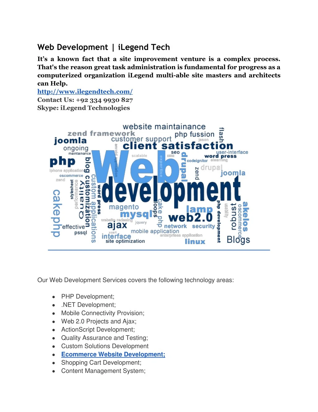 web development ilegend tech