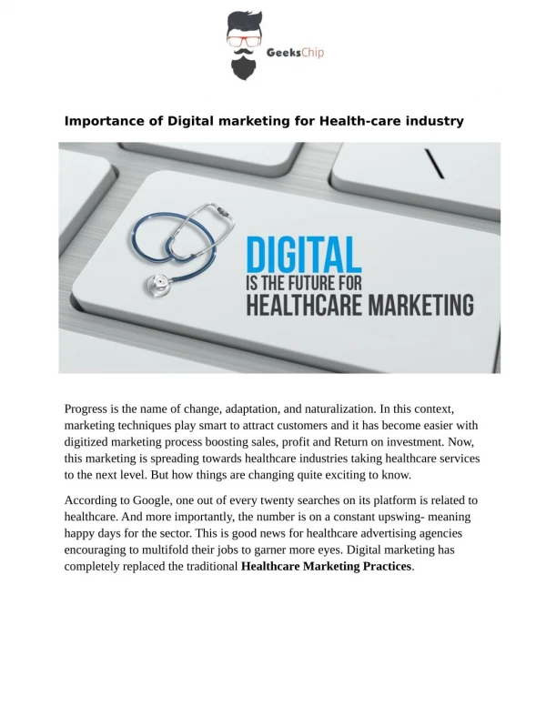 Importance of Digital marketing for Health-care industry