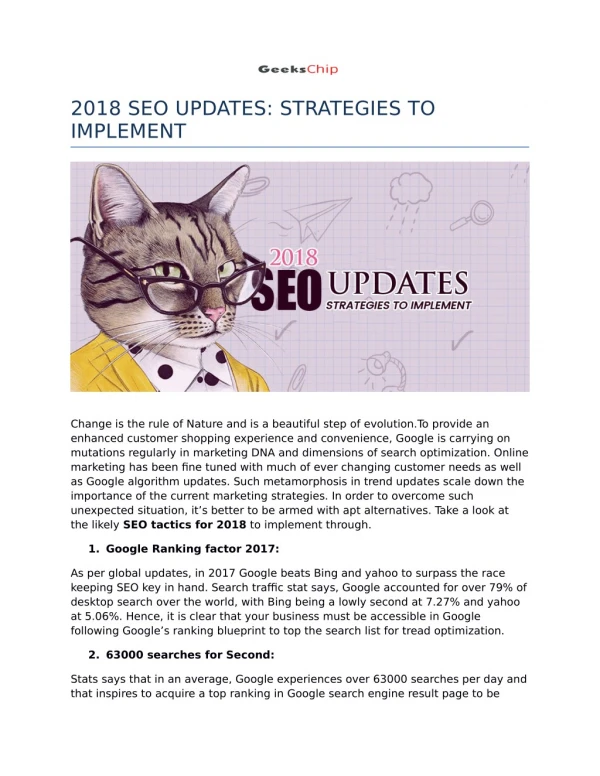 2018 SEO UPDATES: STRATEGIES TO IMPLEMENT