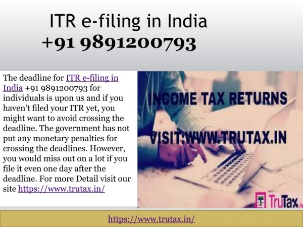 Poor response to Online tax return filing in India 91 9891200793 as deadline ends