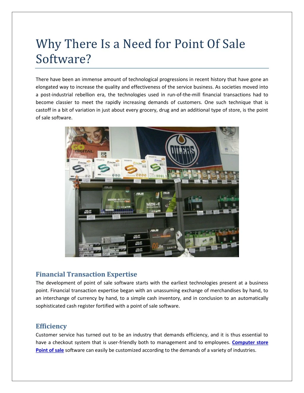 why there is a need for point of sale software