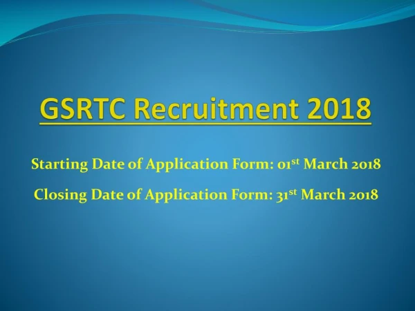 GSRTC Recruitment 2018